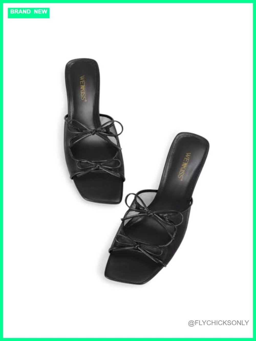 Women's Bow Kitten Heel Sandals with Mesh, Breathable Slip-On Mules - Picture 4 of 6